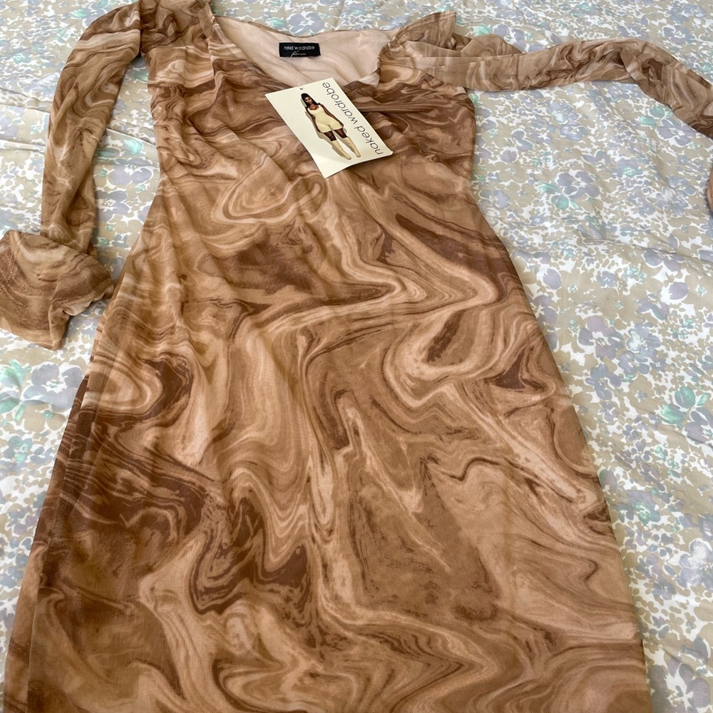 NAKED WARDROBE MINI LONG SLEEVE DRESS - BRAND NEW WITH TAGS ATTACHED